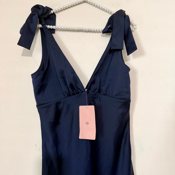 Sachin + Babi BHLDN Hudson Satin Navy Blue Tie Strap Midi Dress NEW SZ 10 - Picture 6 of 8